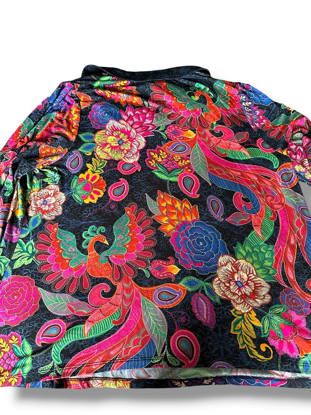 Johnny Was THE JANIE FAVORITE PUFF SLEEVE POLO SZ XXL 2X PLUS SIZE COLORFUL BIRD - Picture 3 of 10